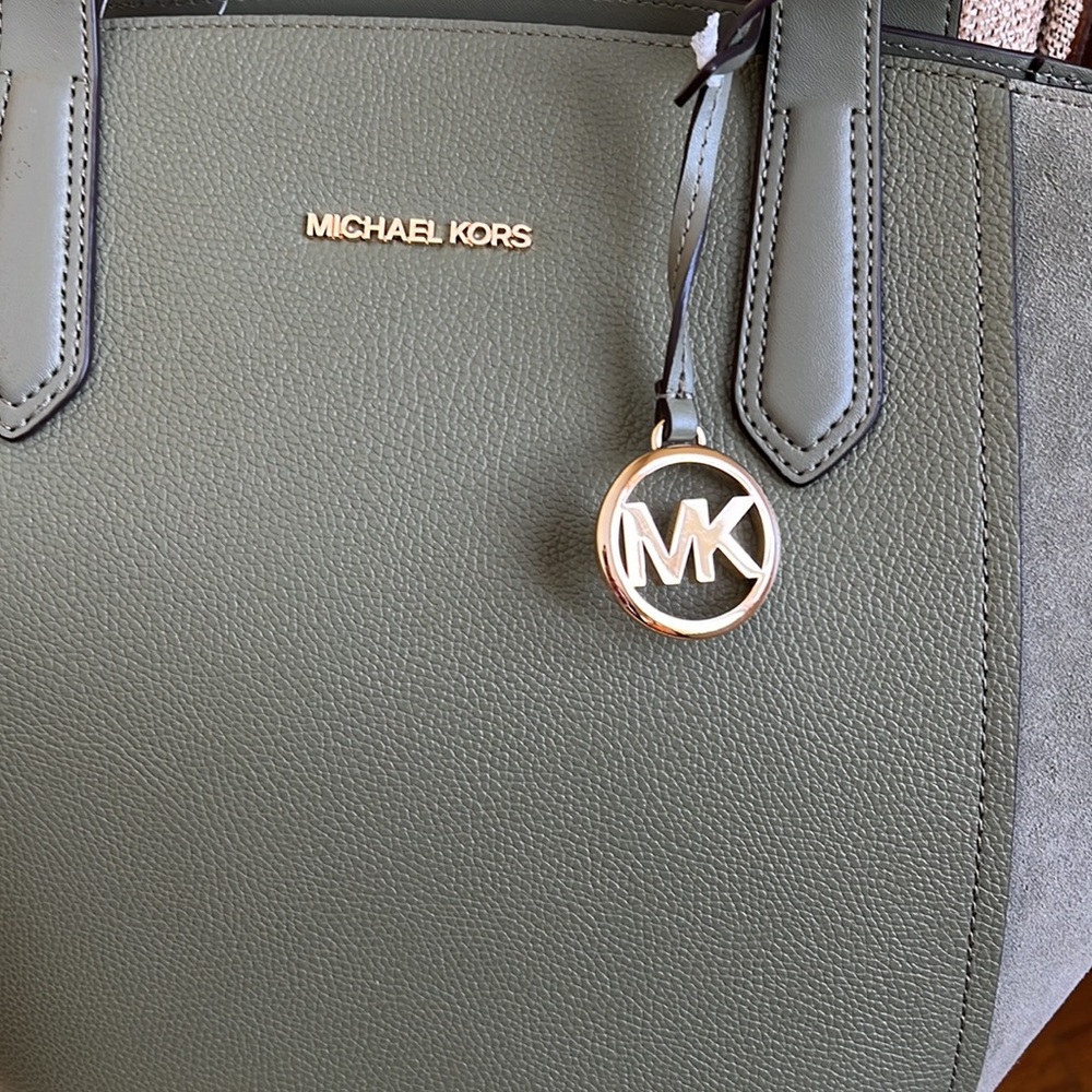 Michael Kors Portia Large Tote Leather Army Green - Picture 3 of 13